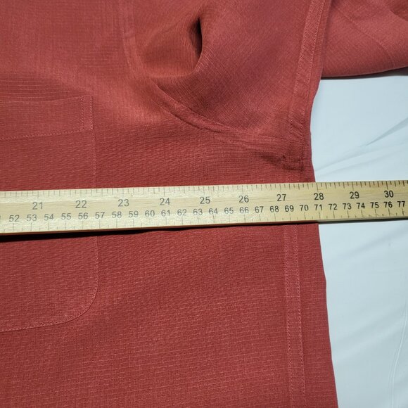 Vintage Alfani Shirt Silk Mens XXL Button Up Short Sleeve Ripstop Rust - Picture 12 of 13